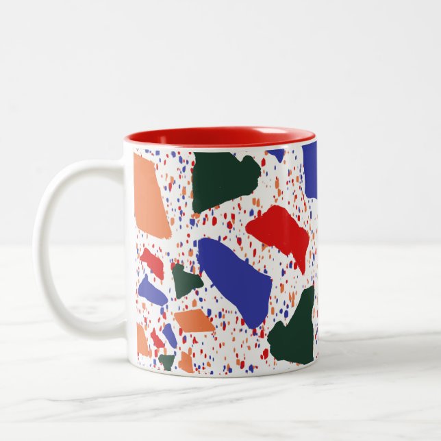 Caneca De Café Em Dois Tons Arte Ousada Fractal Terrazzo Splash (Esquerda)