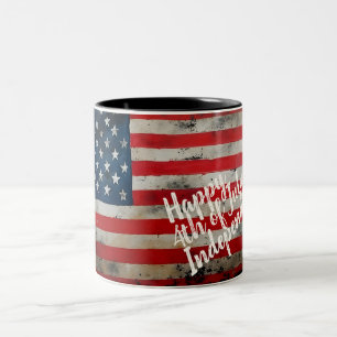 Caneca De Café Em Dois Tons Arte Patriótica do Dia da Independência de 4 de Ju