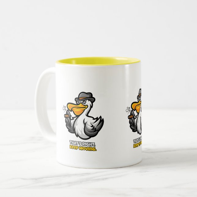 Caneca De Café Em Dois Tons Arte Pelicana Sassy Fumando | Motivati "Continue M (Frente Esquerda)