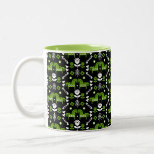 Caneca De Café Em Dois Tons Arte popular sobre cavalos escandinavos
