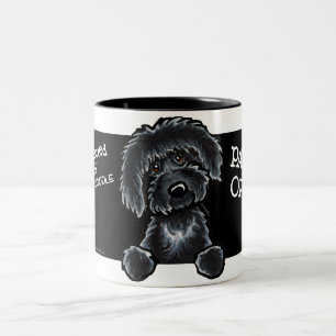 Caneca De Café Em Dois Tons Arte preta de Labradoodle