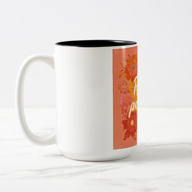 Caneca De Café Em Dois Tons Arte Retro de Explosão Solar "Irradiar Positividad (Esquerda)