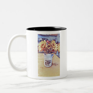 Caneca De Café Em Dois Tons Arte Sunflower