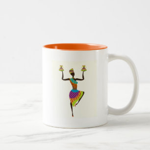 Caneca De Café Em Dois Tons Arte tribal de senhora africana