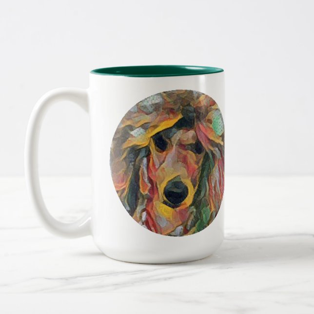 Caneca De Café Em Dois Tons Arte vermelha da caniche (Esquerda)