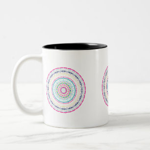 Caneca De Café Em Dois Tons Arte Vibrante e Colorida de Mandala