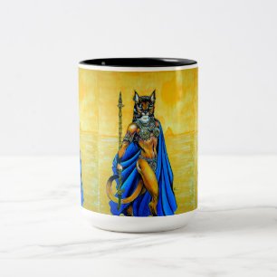 Caneca De Café Em Dois Tons Arte "Warrior Bast" de Rebecca O'Donnell