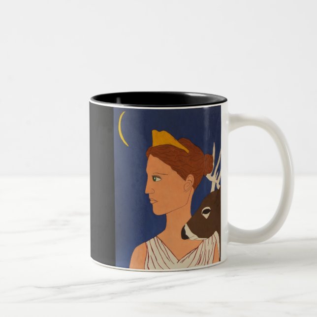 Caneca De Café Em Dois Tons Artemis:  A Deusa da Lua (Direita)