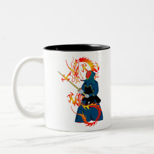 Caneca De Café Em Dois Tons Artes Marciais Hwa Rang Do Stick Fighting Dragon