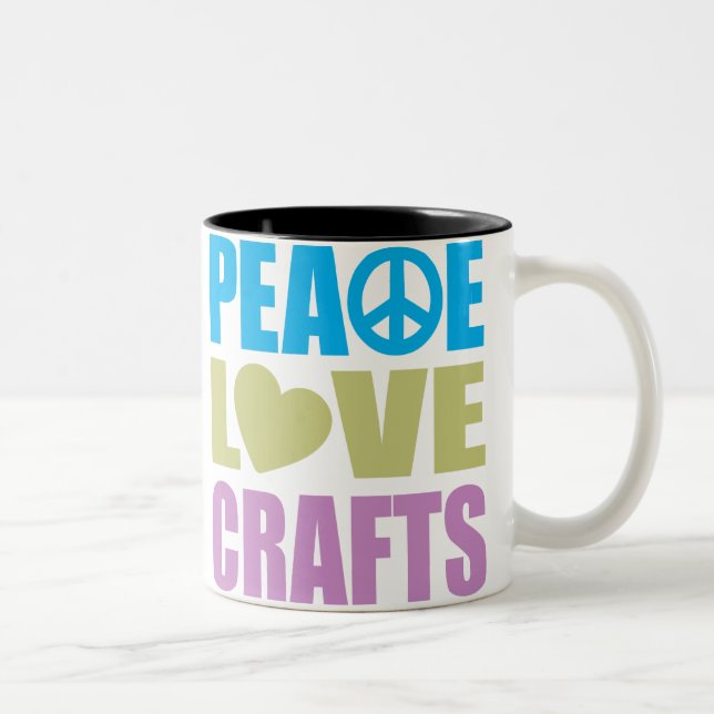 Caneca De Café Em Dois Tons Artesanatos do amor da paz (Direita)