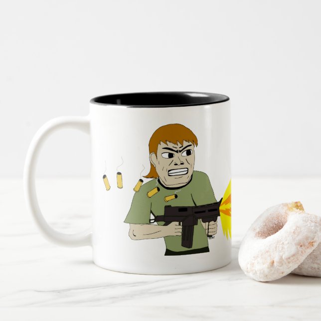 Caneca De Café Em Dois Tons artilheiro (Com Donut)