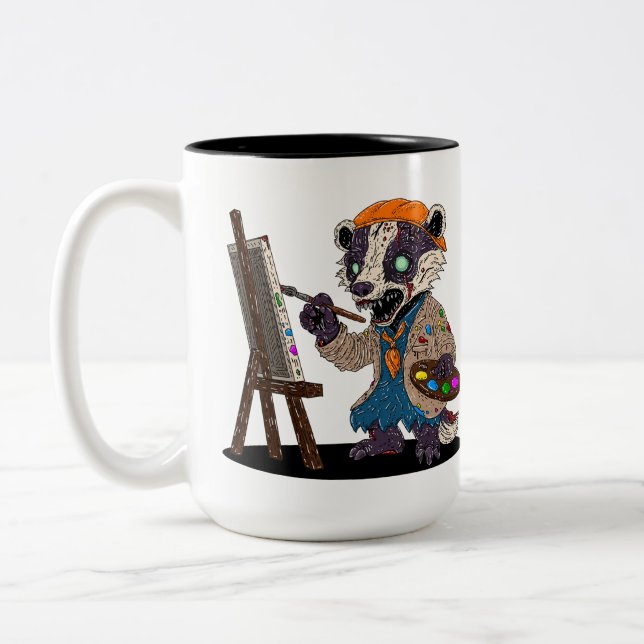 Caneca De Café Em Dois Tons Artista Texugo Zumbi (Esquerda)