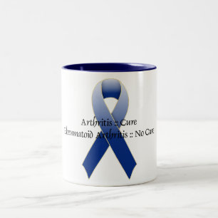 Caneca De Café Em Dois Tons Artrite Design da Fita Azul de Conscientização 4