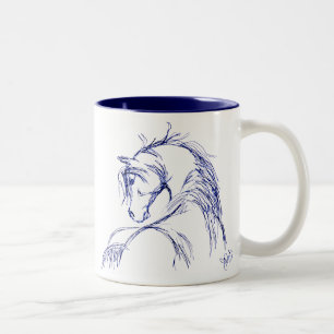 Caneca De Café Em Dois Tons Artsy Horse Sketch