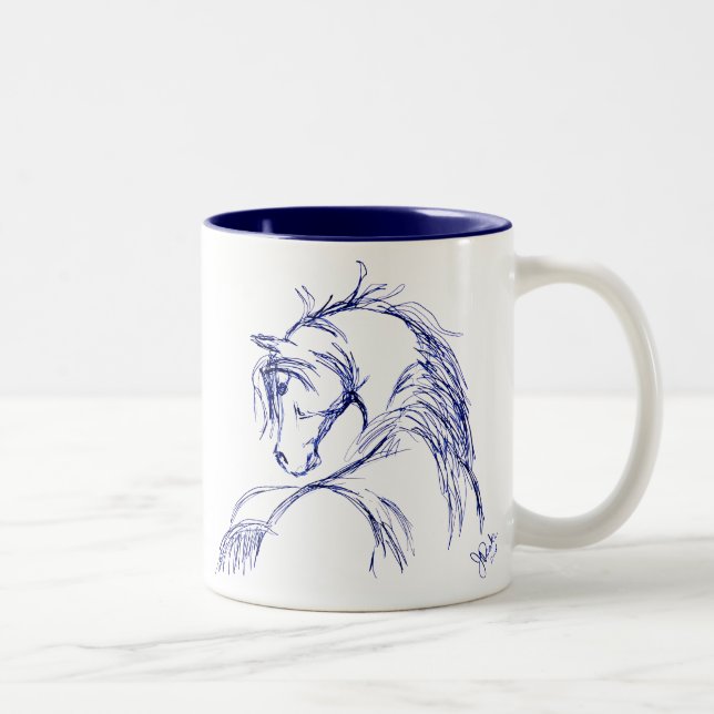 Caneca De Café Em Dois Tons Artsy Horse Sketch (Direita)