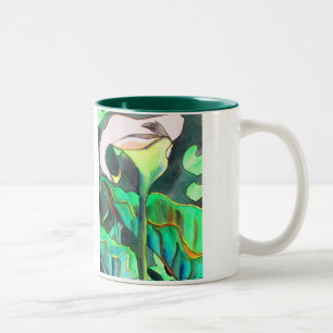 Caneca De Café Em Dois Tons Arum Lily — pintura original de aquarela