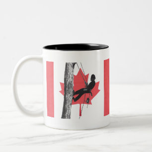 Caneca De Café Em Dois Tons Árvore Arborista CANADIANO - Cirurgião Chainsaw