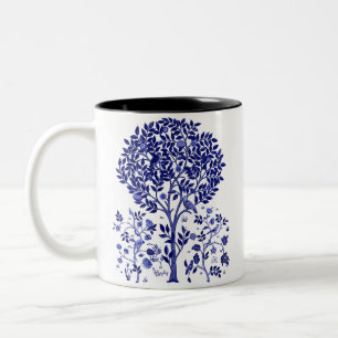 Caneca De Café Em Dois Tons Árvore da Vida com Aves e Flores