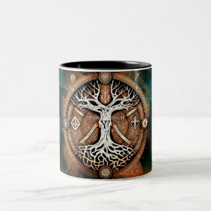 Caneca De Café Em Dois Tons Árvore da Vida de Yggdrasil