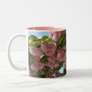 Caneca De Café Em Dois Tons Árvore de cerejeira IV com duas flores Primavera