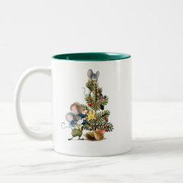 Caneca De Café Em Dois Tons Árvore de decoração de ratos de Natal