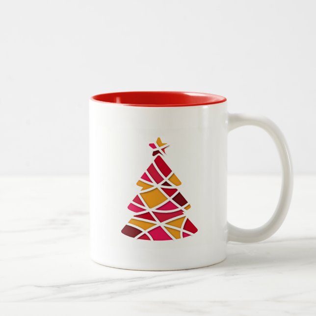 Caneca De Café Em Dois Tons Árvore de Natal da na moda (Direita)
