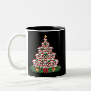 Caneca De Café Em Dois Tons Árvore de Natal da Vaca Camisa Divertida Amante de