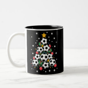 Caneca De Café Em Dois Tons Árvore de Natal de Futebol Jogador Amante do Espor