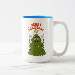 Caneca De Café Em Dois Tons Árvore de Natal de Rockin - Um Emperramento Festiv