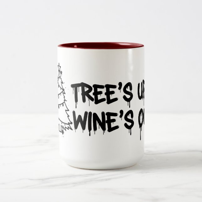 Caneca De Café Em Dois Tons Árvore de Natal e Design de Vinho (Centro)