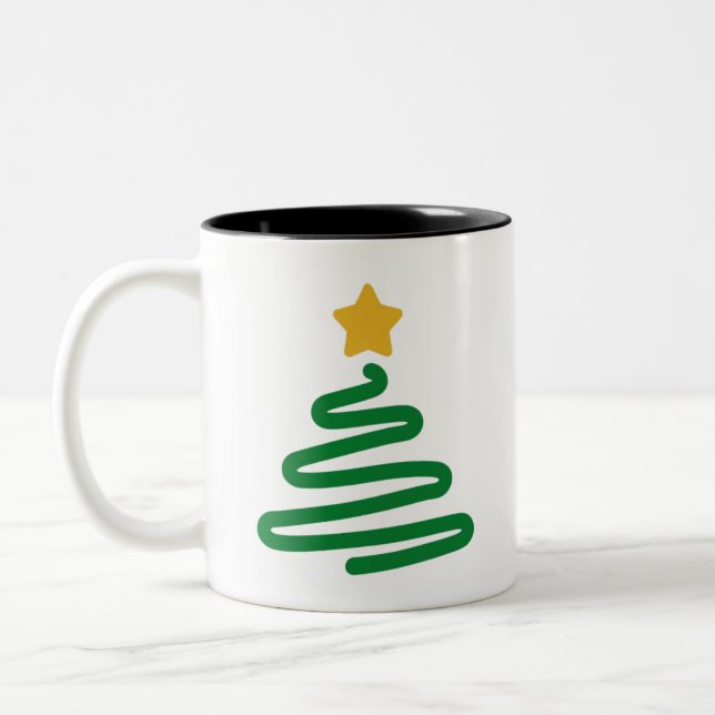 Caneca De Café Em Dois Tons Árvore de Natal engraçada (Esquerda)