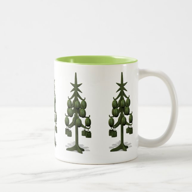 Caneca De Café Em Dois Tons Árvore de Natal Funny Watermelons (Direita)