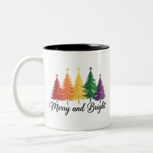 Caneca De Café Em Dois Tons Árvore De Natal Gay LGBTQ Colorida E Alegre