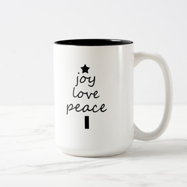 Caneca De Café Em Dois Tons Árvore de Natal Moderna em Preto e Branco (Direita)