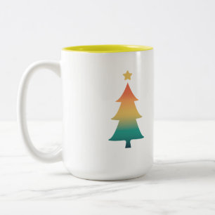 Caneca De Café Em Dois Tons Árvore de Natal no crepúsculo
