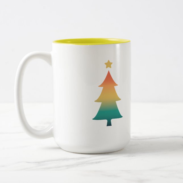 Caneca De Café Em Dois Tons Árvore de Natal no crepúsculo (Esquerda)