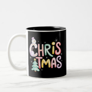 Caneca De Café Em Dois Tons Árvore de Natal Preppy Boneco de Neve Brilho Coque