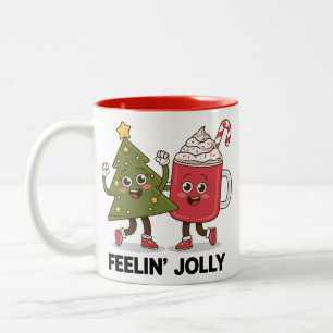 Caneca De Café Em Dois Tons Árvore de Natal Sentindo-se Alegre Amante de Café 