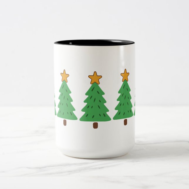 Caneca De Café Em Dois Tons Árvore de Natal Simples (Centro)