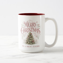 Caneca De Café Em Dois Tons Árvore de Natal Tradicional Rosa | Presente para P