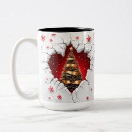 Caneca De Café Em Dois Tons Árvore de Natal, Vermelho e Dourado- Interior Pret
