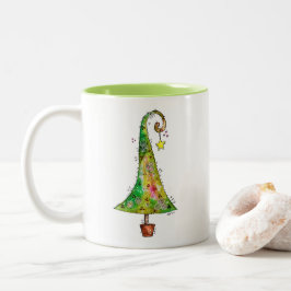 Caneca De Café Em Dois Tons Árvore de Natal Whimsic