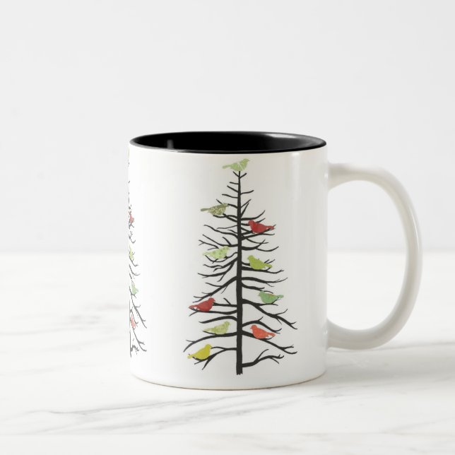 Caneca De Café Em Dois Tons Árvore de papel do pássaro (Direita)
