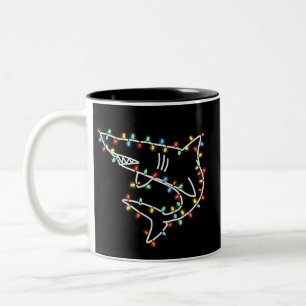 Caneca De Café Em Dois Tons Árvore de Tubarões Natal Pet Animal Amante de Tuba