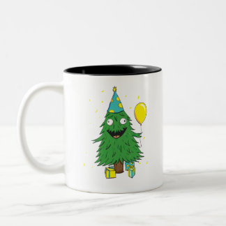 Caneca De Café Em Dois Tons Árvore do aniversário do Natal