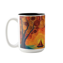 "Árvore do Pôr do Sol Giratório & Barco à Vela