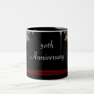 Caneca De Café Em Dois Tons Árvore dourada com a bebida vermelha da fita & do