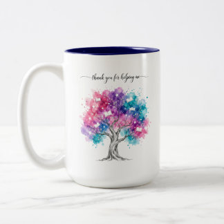 Caneca De Café Em Dois Tons Árvore em Aquarela Caneca de Agradecimento para Pr