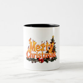 Caneca De Café Em Dois Tons Árvore Feliz de Natal