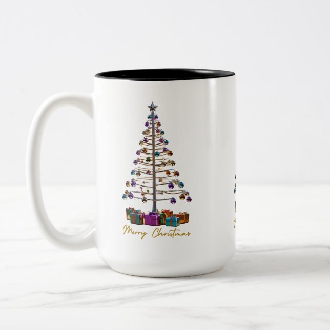 Caneca De Café Em Dois Tons Árvore Feliz de Natal (Esquerda)